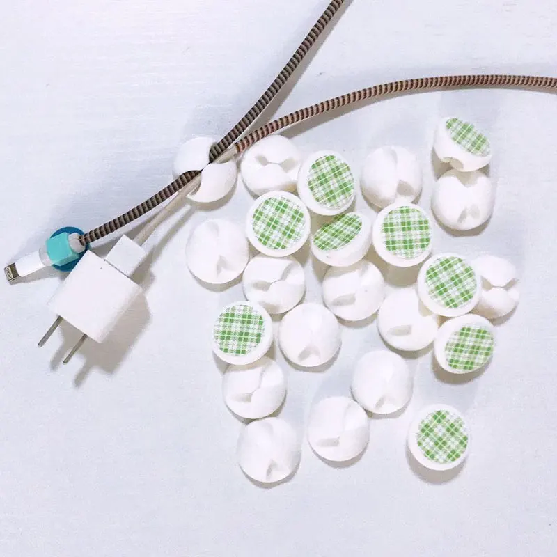 20 шт./лот белый/черный Жесткий Силиконовый органайзер для кабелей зажим кабеля