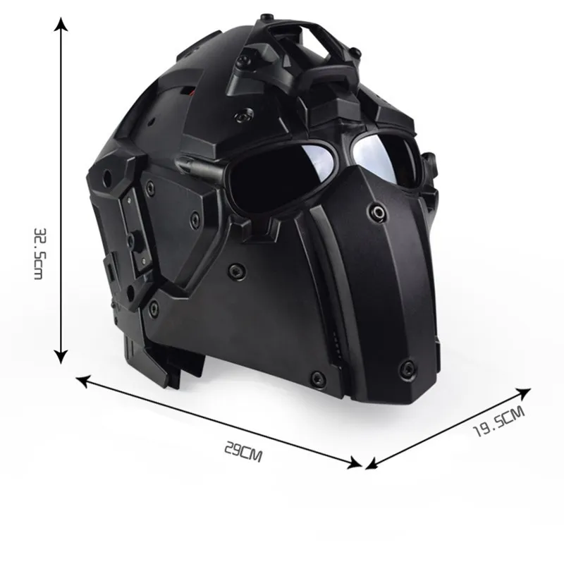 

Tactical Riding Helmet Full Face Protection Set Self Defense Cosplay Mask Adjustable Multifunction Masquerade Safety Security