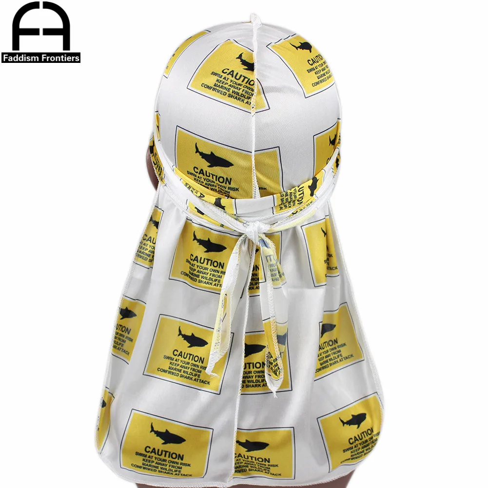 Осторожно Плавание принт Для мужчин шелк Durag банданы для шелковистые дураки