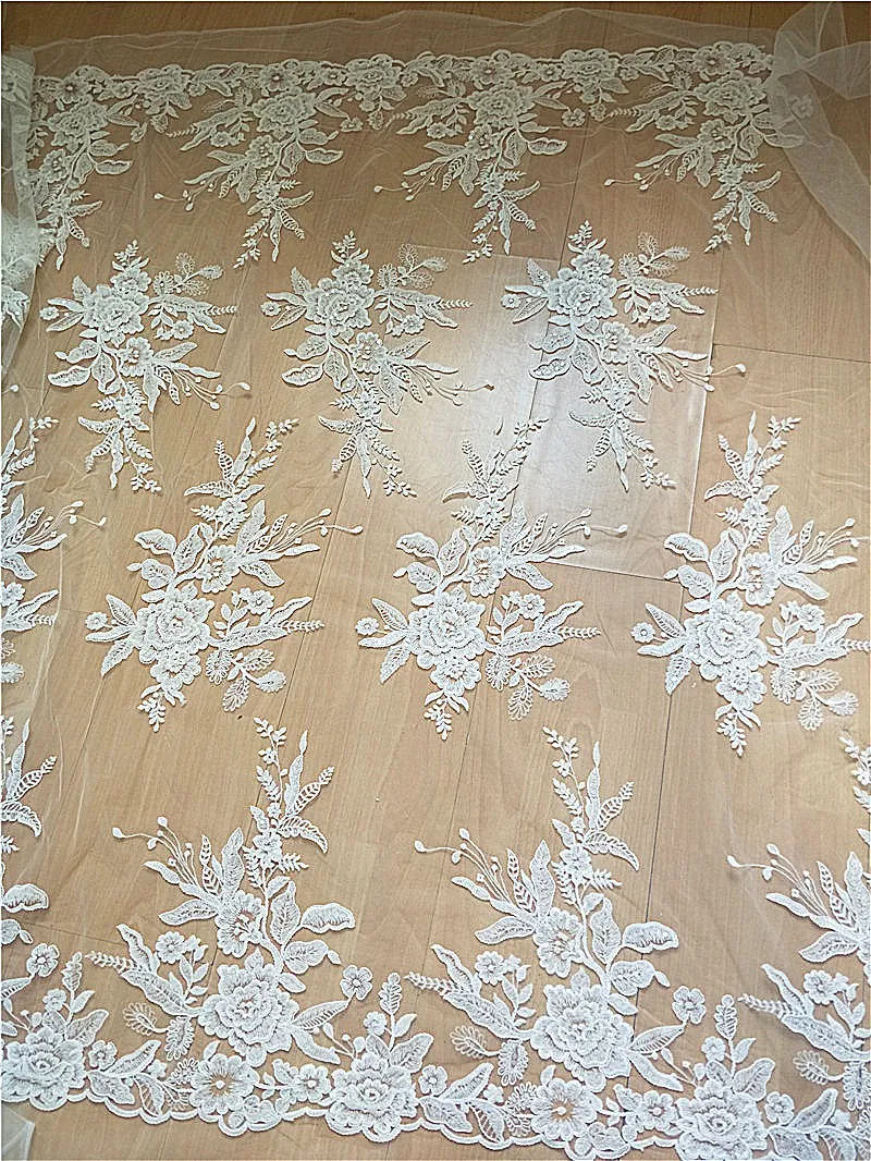 

2021 new design luxury wedding dress fabric embroidery cotton lace fabric diy accessories for wedding dress