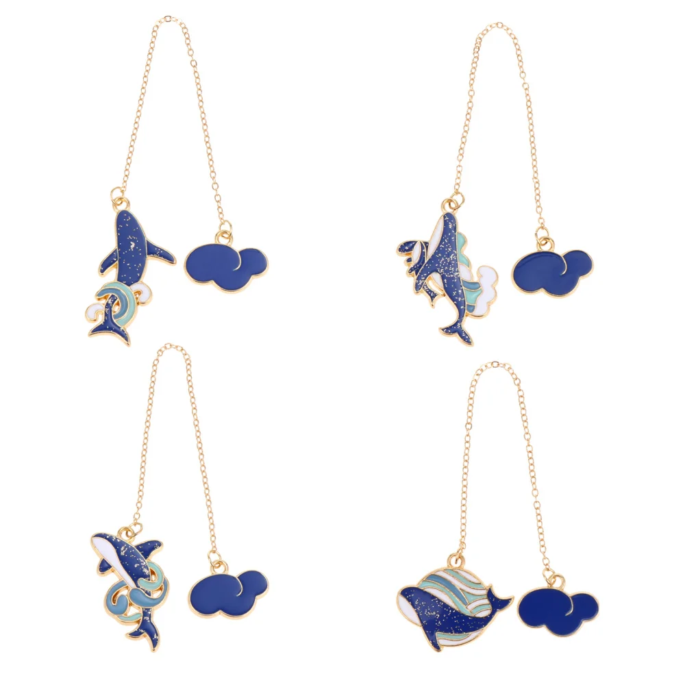

4pcs Bookmarks Vintage Blue Whale Design Bookmarks Creative Stationery Gifts