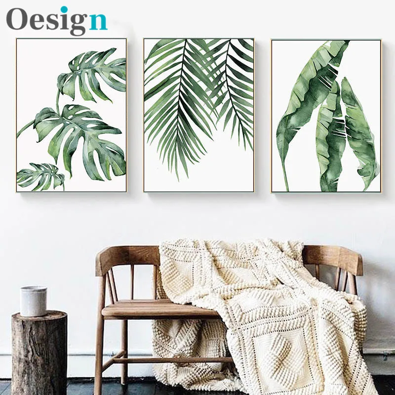 

Minimalism Leaves Wall Art Canvas Painting Green Style Plant Nordic Posters and Prints Decorative Picture Modern Home Decoration
