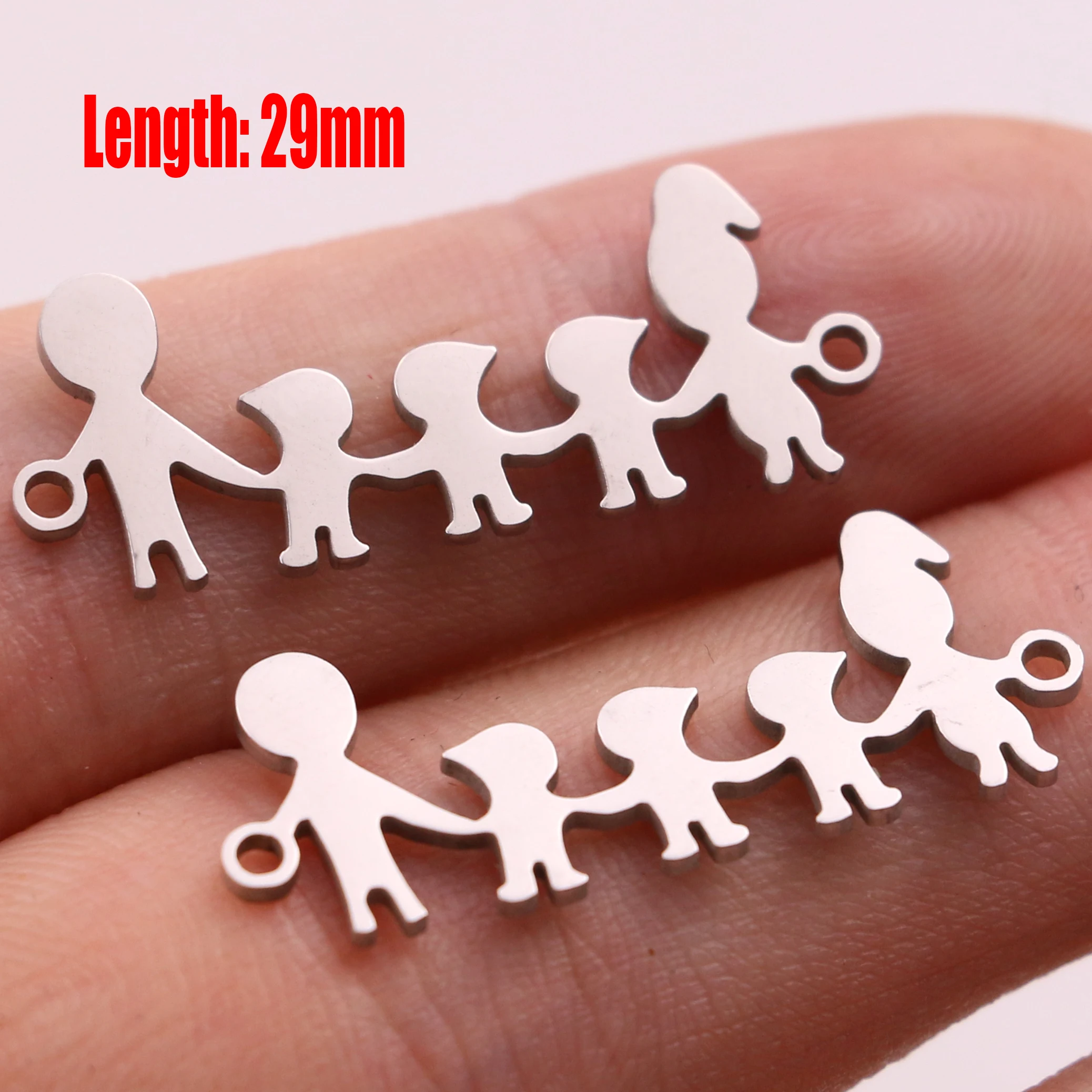 5pcs Family Chain Stainless Steel Pendant Necklace Parents and Children Necklaces Gold/steel Jewelry Gift for Mom Dad New Twice - Цвет: Steel 30
