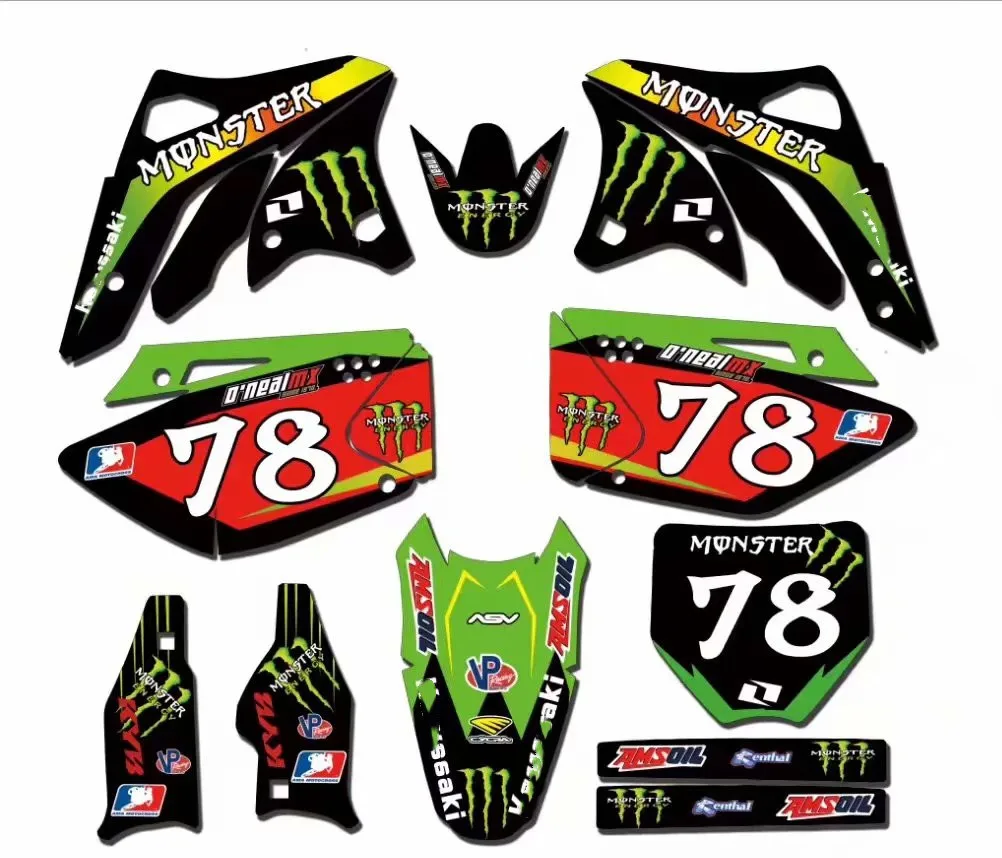 Мотоцикл фоновая наклейка s Команда графическая звезда наклейка для Kawasaki KX250F KXF 250 KXF250 2006 2007 2008 наклейка Kawasaki - Цвет: as shown