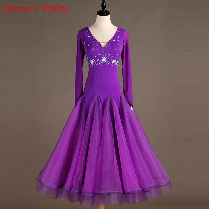 Женское платье с V образным вырезом профессиональное для бальных танцев