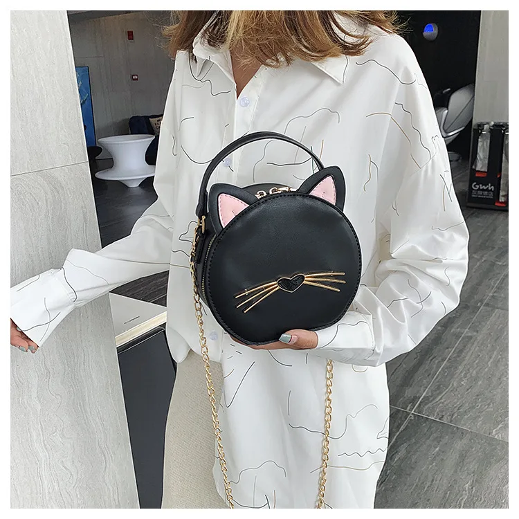 Женская сумка мессенджер Harajuku Wind Cat черная маленькая через плечо в стиле ретро