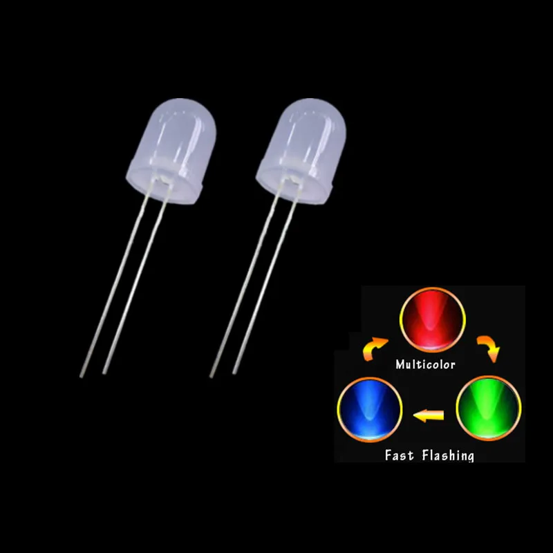 1000 шт. 10 мм диффузоры Быстрый мигающий светодиодный диодный мигание RGB цвет