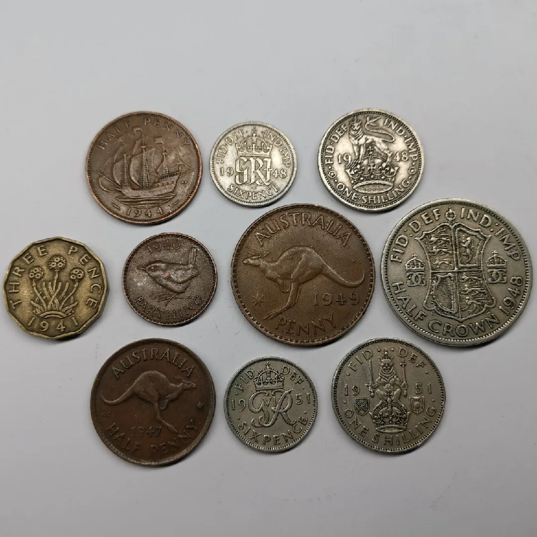 Набор из 10 шт. монеты Великобритании и Австралии король Джордж издание VI Европа