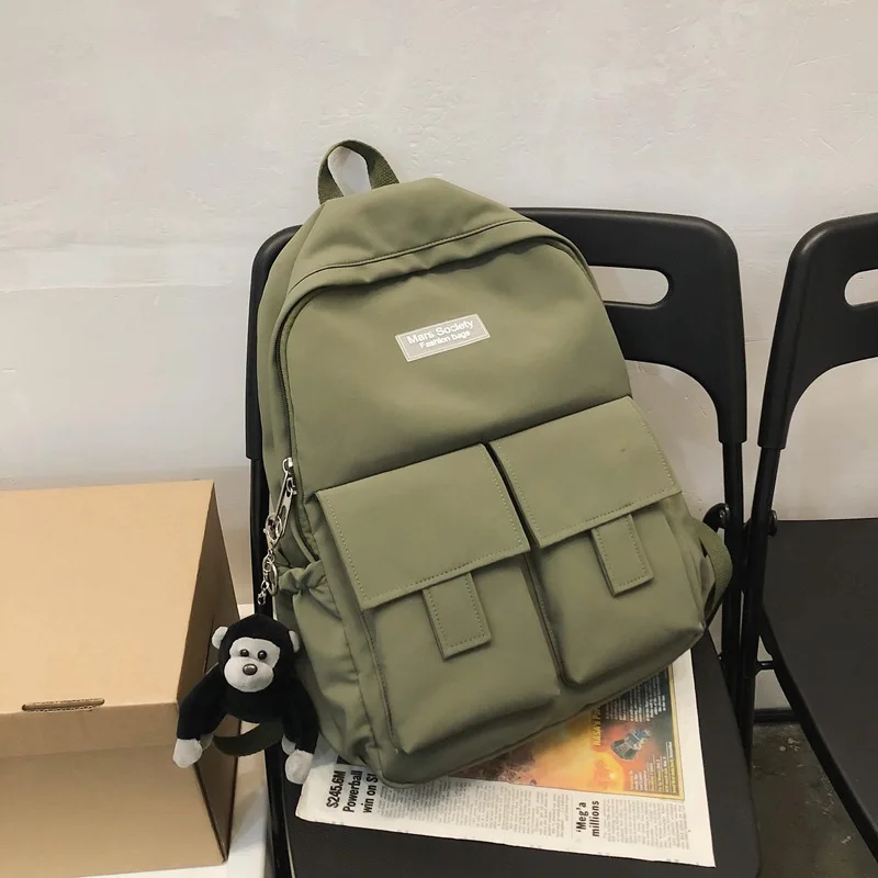 

Fashion Nylon Women Backpack Female Solid Color Schoolbag Leisure Long Portable Travel Backpack Large Capacity Mochila satchel