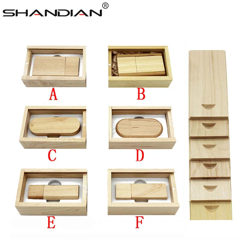 

SHANDIAN USB 2.0 Wooden+gift box usb flash drive rotatable pendrive 4GB 16GB 32GB 64GB memory stick U disk for 1PCS free logo