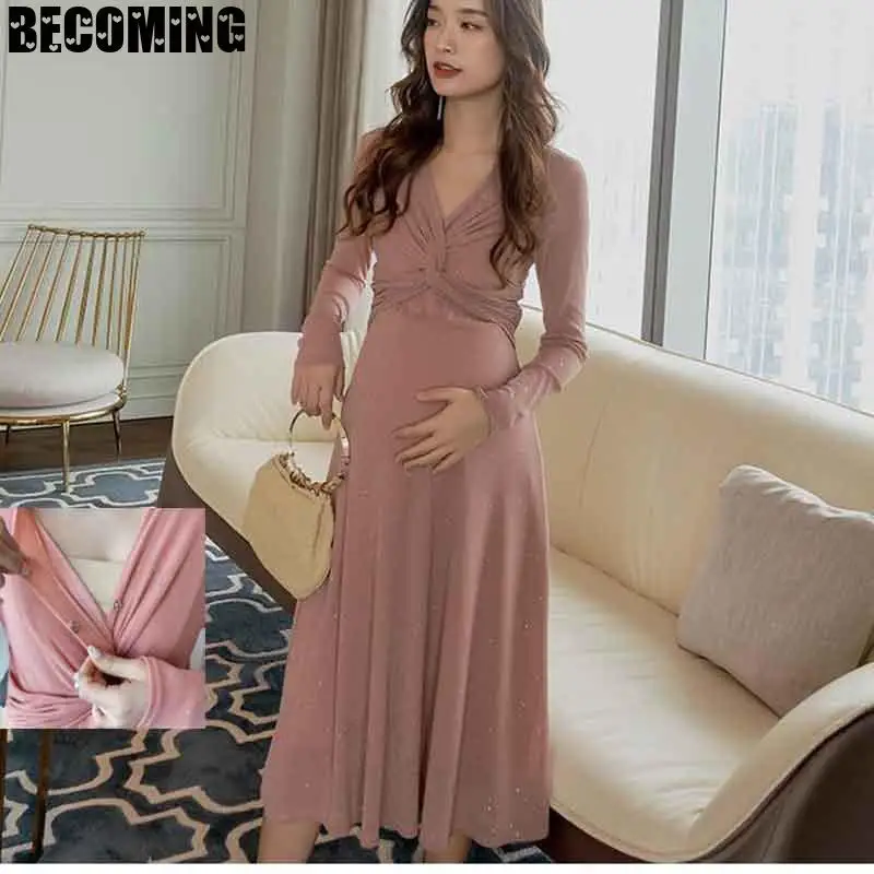 Большое платье для беременных вечерние ринки осеннее женское грудного
