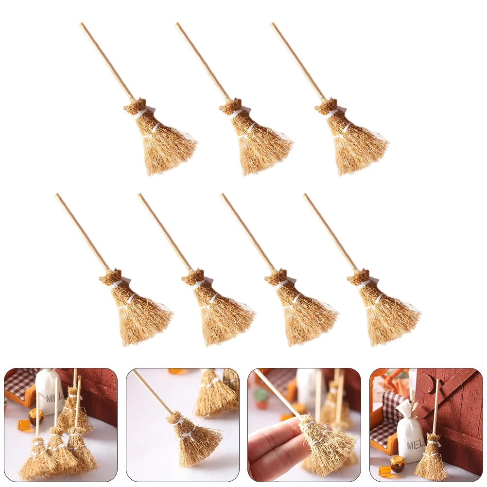 

7pcs Mini Furniture Wooden Mini Model Mini Broom Model Small Broom Model
