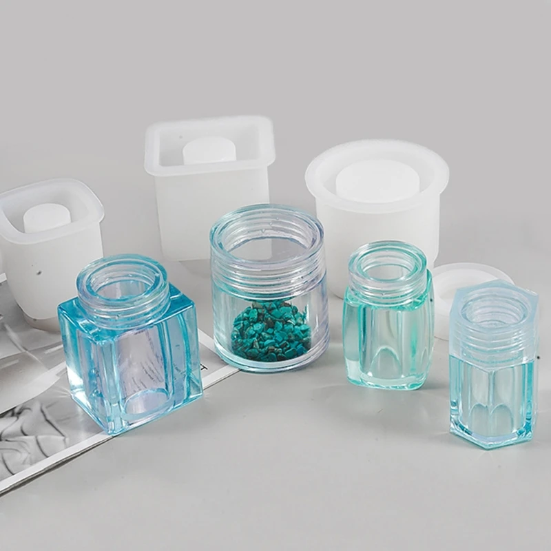 

Storage Bottle Jar Crystal Resin Mold Sealed Container with Lid Silicone Mould