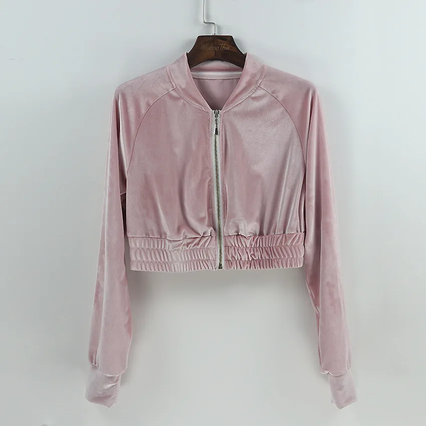 

Women Fashion Sports Sets Velvet Jackets Short Crop Top Pants Suits Sweatpants Tracksuits 2pcs Outfits