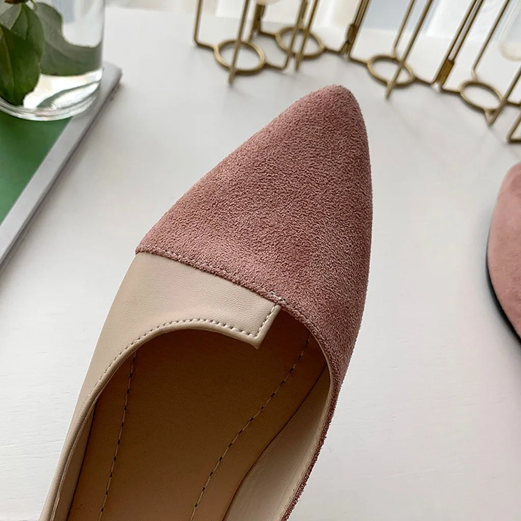 

2021 new fashion color matching shallow mouth pointed toe flat shoes ladies sweet pump shoes ladies loafers spring flat shoes