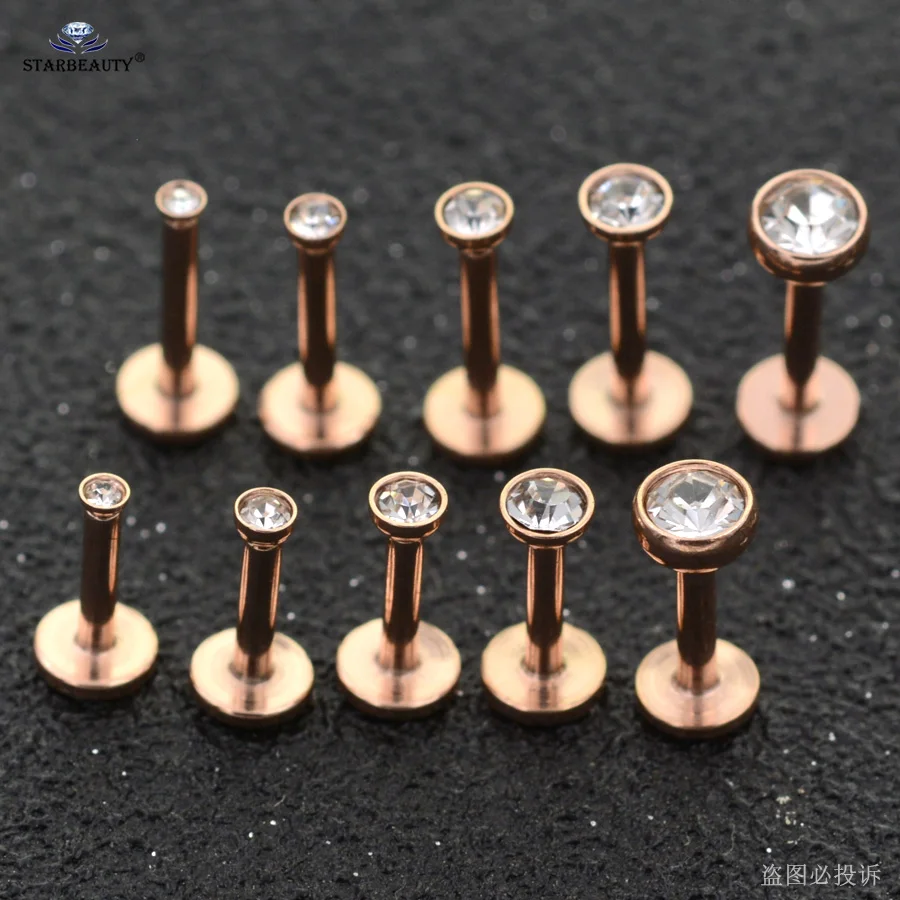 5 шт. 1,2x6/8 мм Ясно Gem круглая серьга для губы ноздрей, пирсинг Спираль пирсинг ореха Козелок Уха Пронзительный нос серьга для пирсинга ювелирные изделия