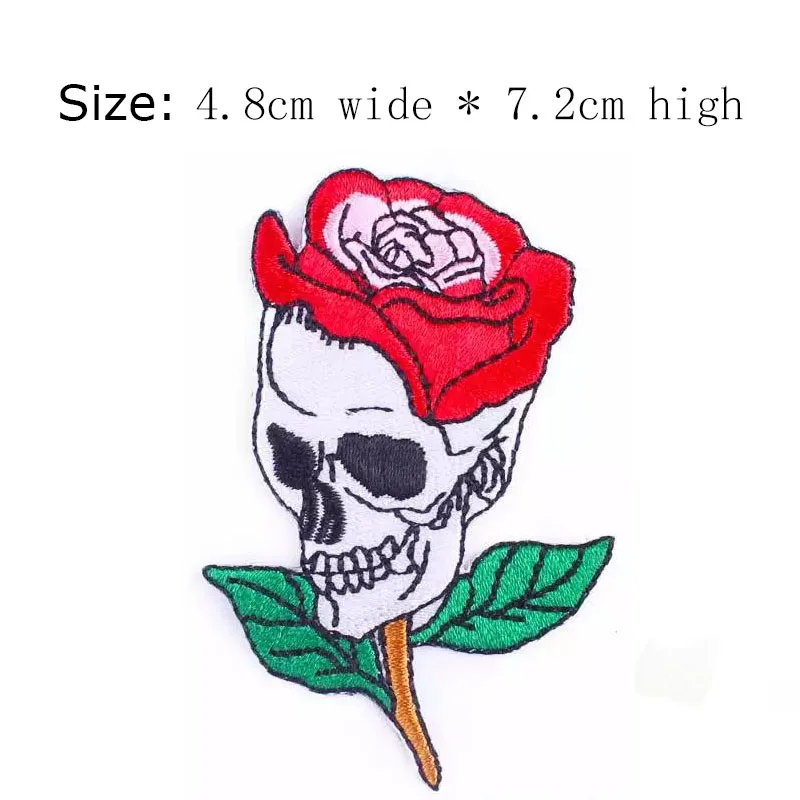 1 шт. розы череп заплата вышивки Бесплатная доставка 7 2 см с высоким содержанием