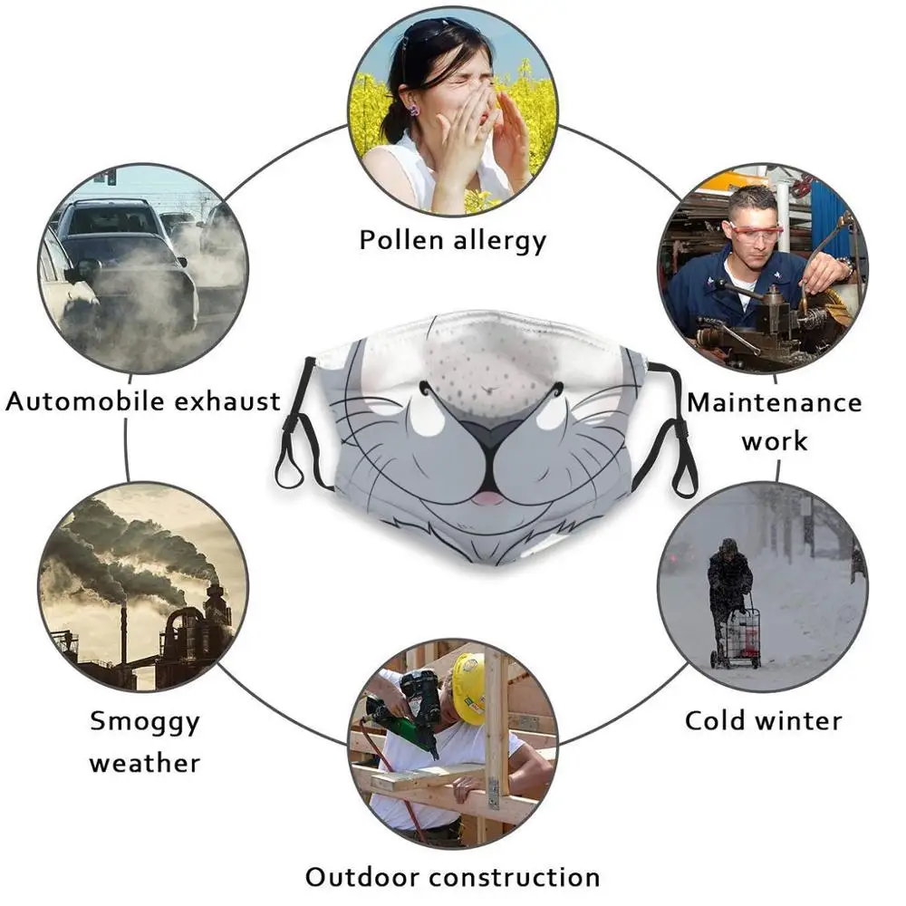 

Rabbit Snoot ~ ( Lennea ) 3d Print Reusable Mouth Mask Washable Filter Anti Dust Face Mask Rabbit Snoot Cute Sweet