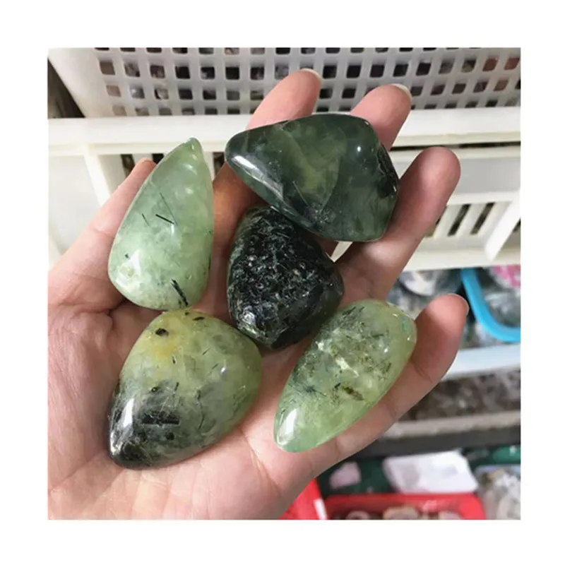 

Natural Green Prehnite Tumbled Crystals Stones For Healing Reiki