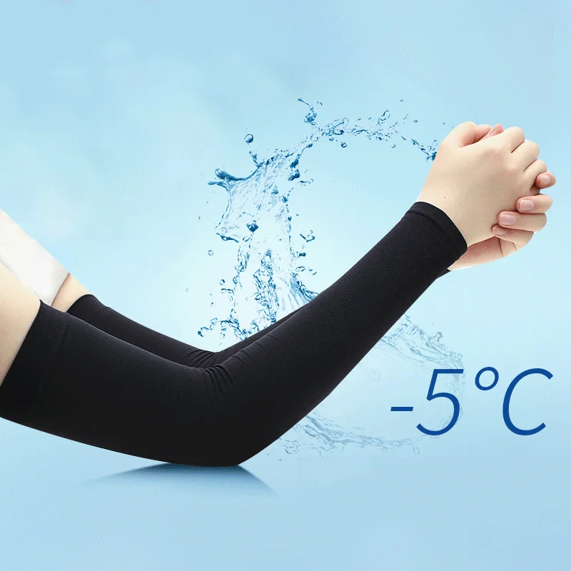 

1Pair Cycling Arm Sleeve Outdoor Sports Solid Ice Sleeve Sun Protection UV Arm Warmers Breathable Running Cycling Sleeves