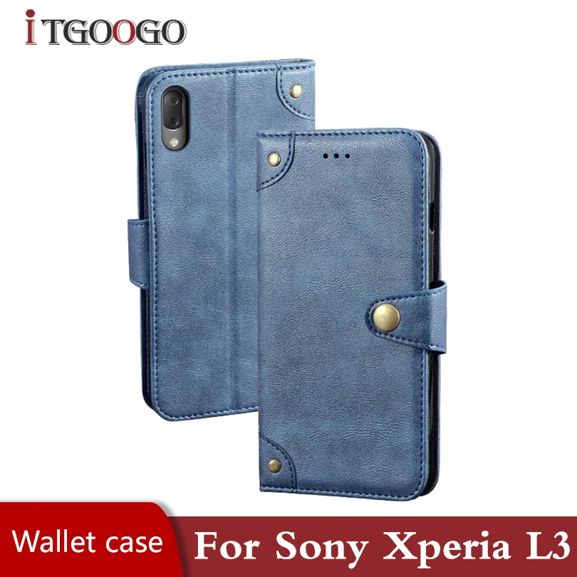 Чехол для sony xperia L3 с откидной крышкой Кожаный противоударный чехол на заднюю