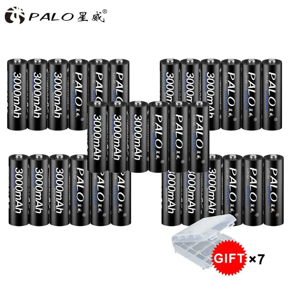 

PALO 30Pcs NI-MH 1.2V 3000mAh AA Rechargeable Batteries Environmental Protection Batteries For Toys Calaculators Clocks