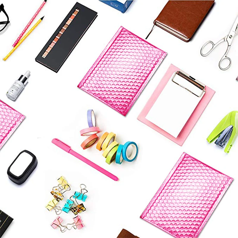 50 шт. металлические Пузырьковые почтовые пакеты из розовой фольги