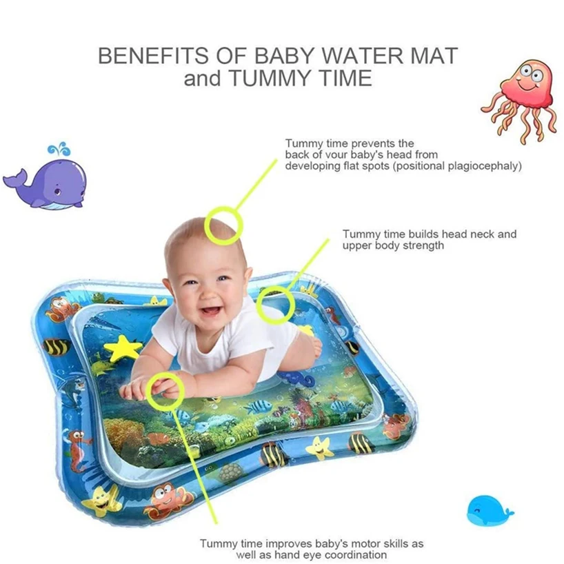 Надувной мат для игры на животе младенцев, центр игровых мероприятий для увеселения ребенка, мат из ПВХ для игр с водой для детей.