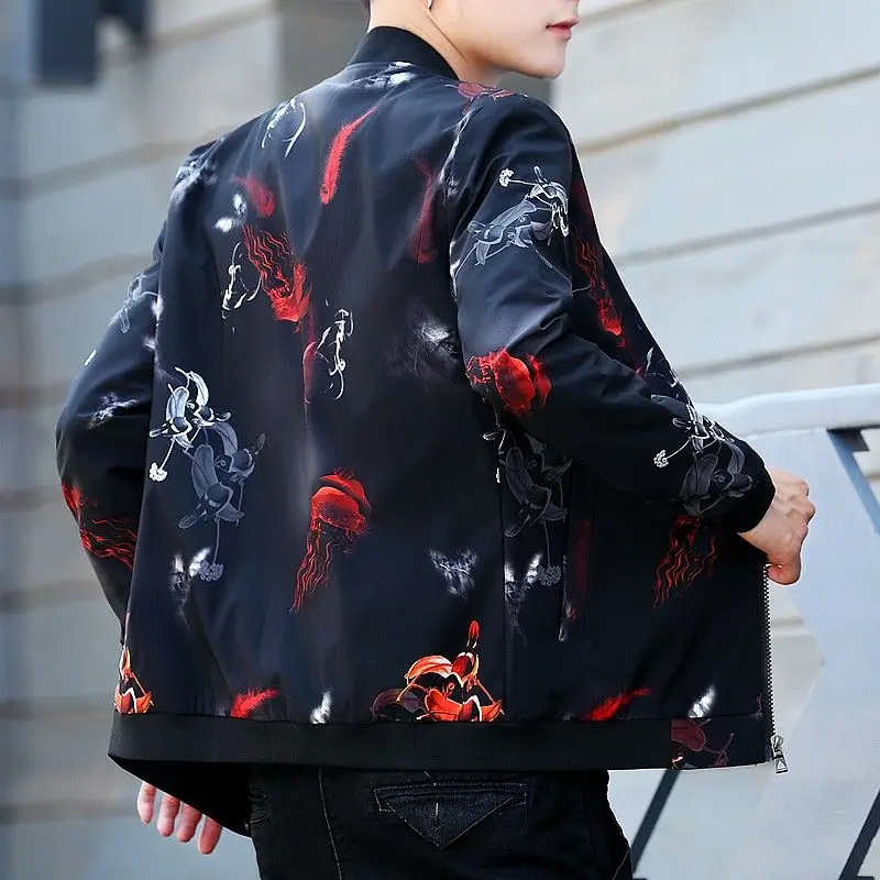 

4XL Quality Bomber Solid Casual Jacket Men Spring Autumn Outerwear Mandarin Sportswear Mens Jackets for Male Coats Mens Goth