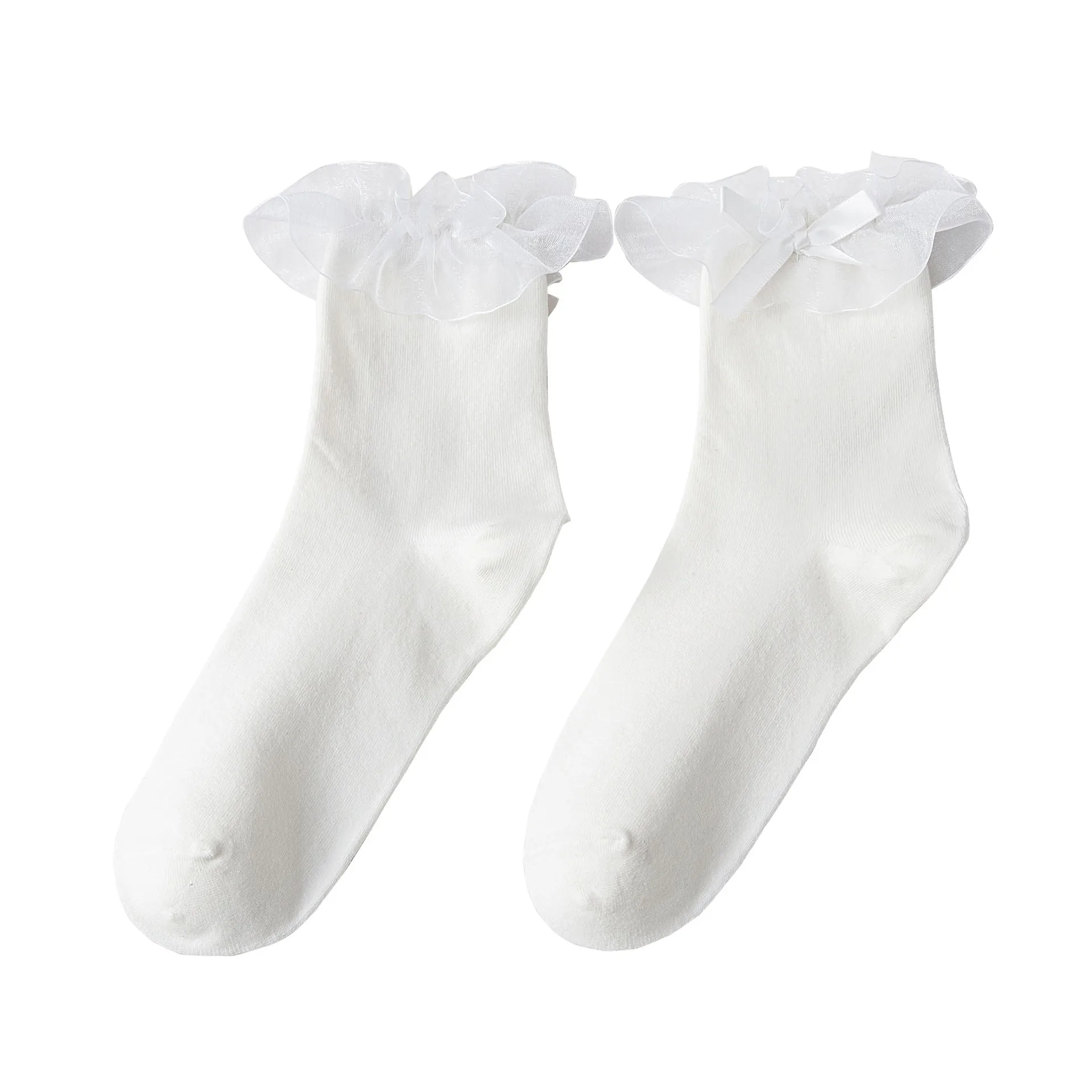 

Women Lace Black White Cotton Socks Lolita Style Japanese Maiden Lovely Short Socks Harajuku Frilly Ruffle Princess Socks