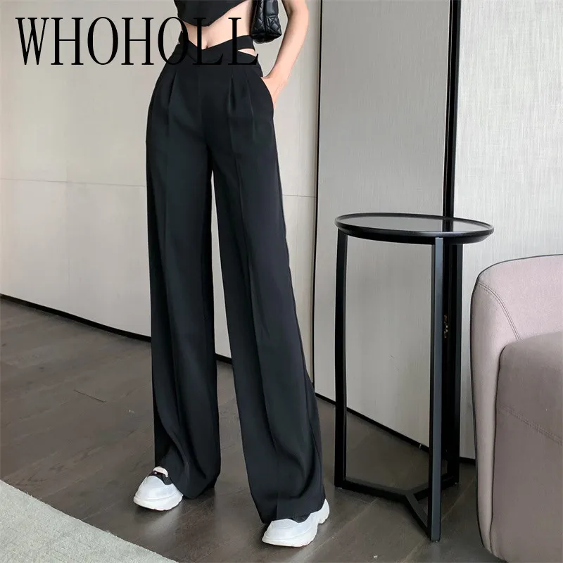 

Suit Casual Pants Women's Summer Thin Pants Black High Waist Slim Trumpet Pants Ladies Commuter Slimming Stretch Wide Leg Pants