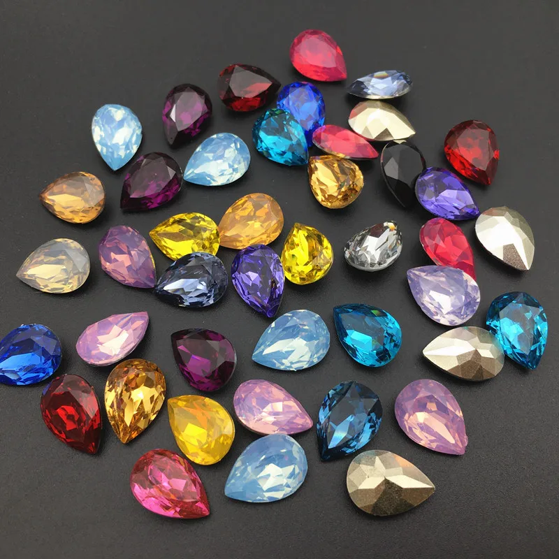 

High Quality 10x14mm 13x18mm Water Drop K9 Colors Resin Rhinestone Droplet Use For Clothes Diy Accessories