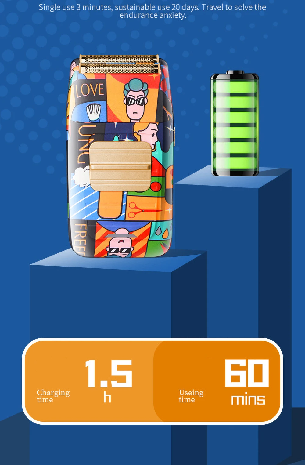 KM-1102H портативная бритва с индивидуальным граффити для мужчин триммер бороды