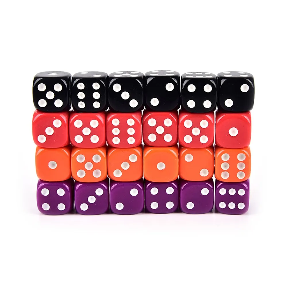 

6Pcs New Sale Dices 16MM BoardGame Drinking Digital Dice Gumbling Game Rounded Corners Four-Color Transparent Dice