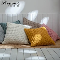 regina summer scandinavian style pillow case diamond beatle shape hollow out pure color yellow blue cushion cover for decorate