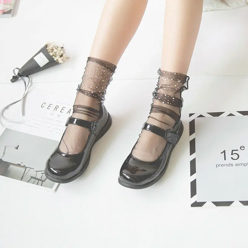 Женские шелковые кружевные Дышащие Короткие носки до щиколотки прозрачные