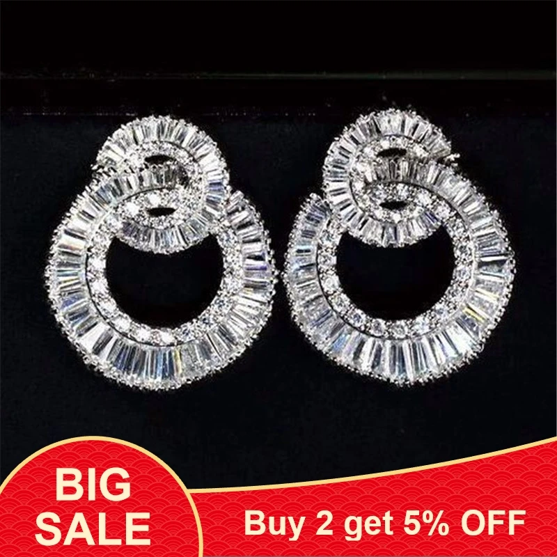 Женские серьги-гвоздики из серебра 925 пробы с фианитом | Украшения и аксессуары