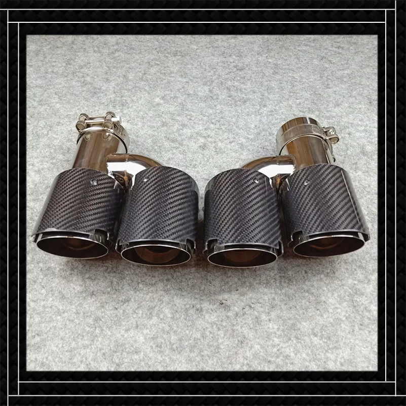 1 пара саржевого глянцевый черный выхлопной трубы углеродного волокна +