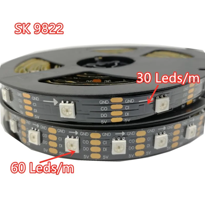 Светодиодная лента SK9822 Smart led pixel strip данные и часы отдельно IP30/IP65/IP67 DC5V 30/60