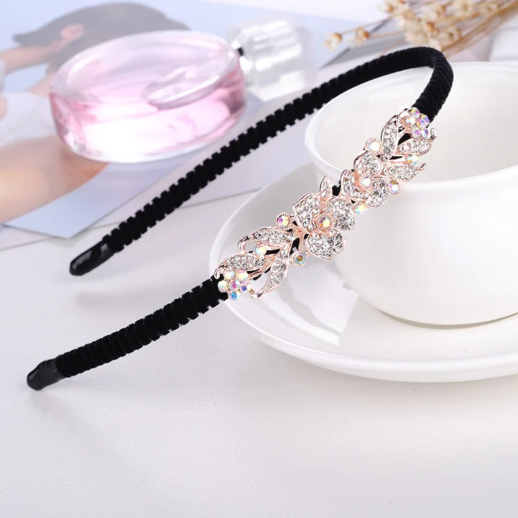 

Korean Rhinestone Bow Hairbands For Women Girls Cute Love Heart/Animals/Flower Non-slip Velvet Headband Bezel Hair Accessories