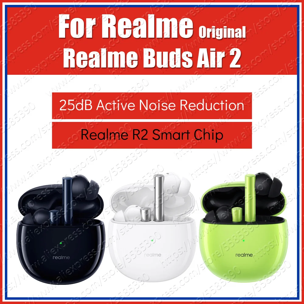 Оригинальные наушники Realme Buds Air 2 RMA2003 ANC 25dB беспроводные Bluetooth герметичные