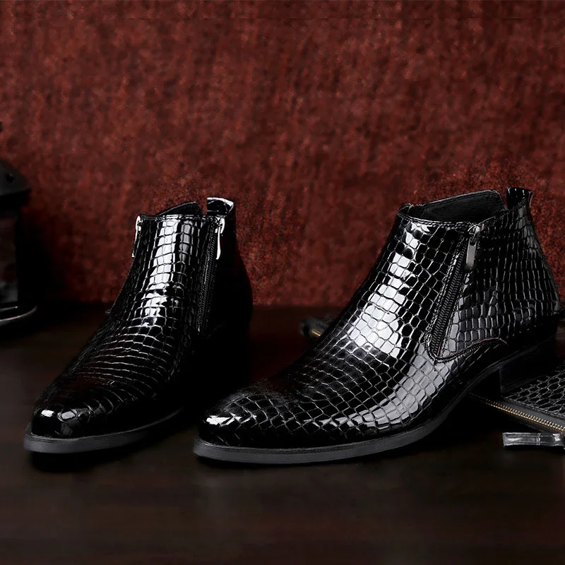 Мужские Ботильоны из натуральной коровьей кожи черные или синие ботинки на