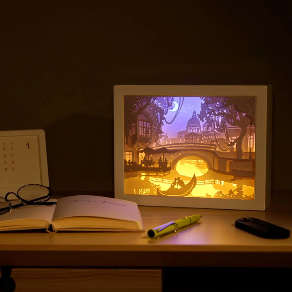 3D светодиодный бумажный светильник скульптура Ночник DIY ручной работы бумажная