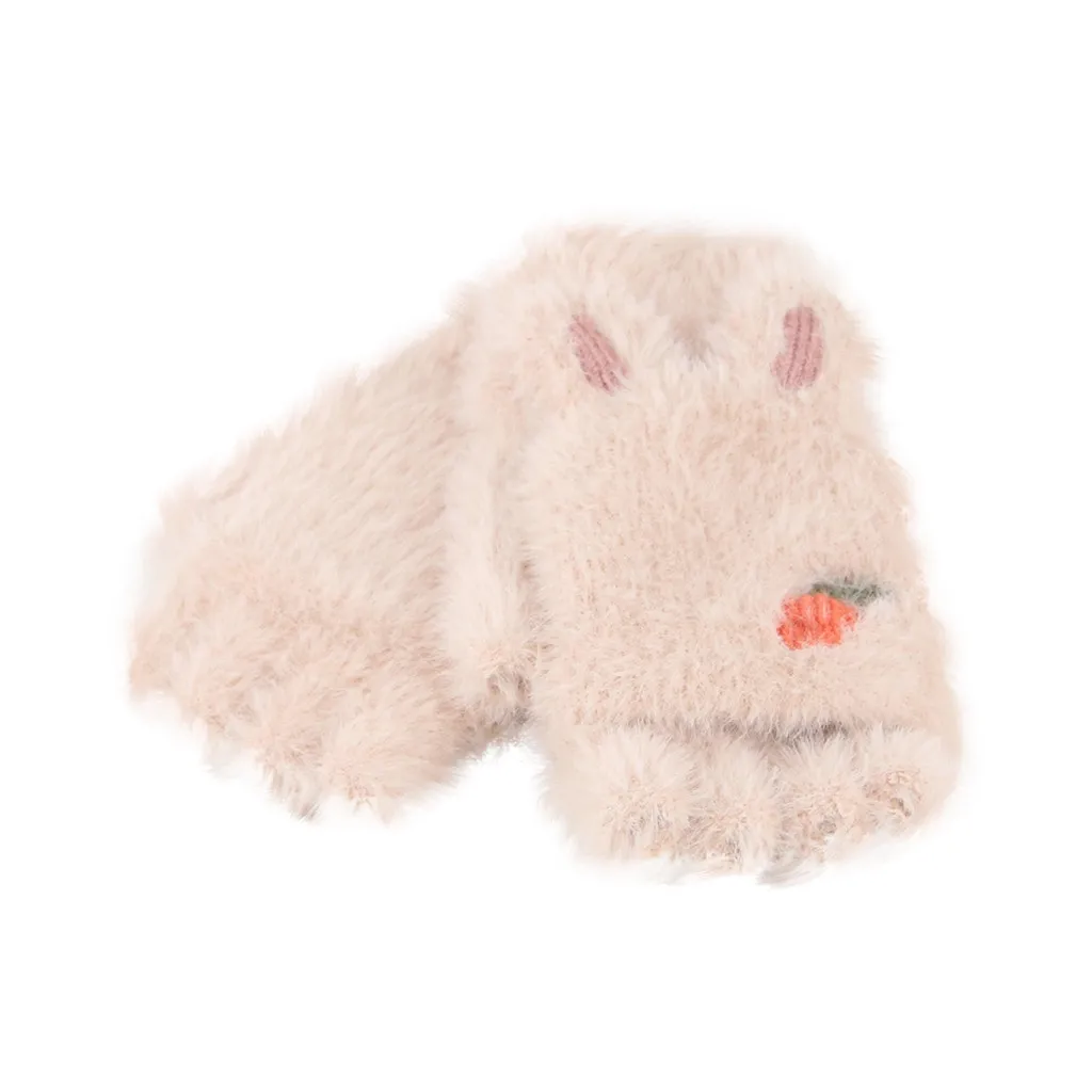 Милые детские перчатки плюшевые перевернуть Половина Finger для открытого воздуха