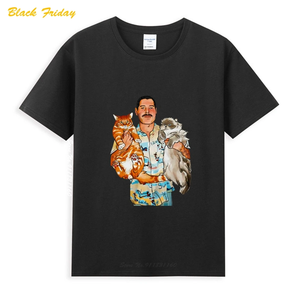 Фото Freddie Mercury с его кошками футболка унисекс Удобная из чистого - купить