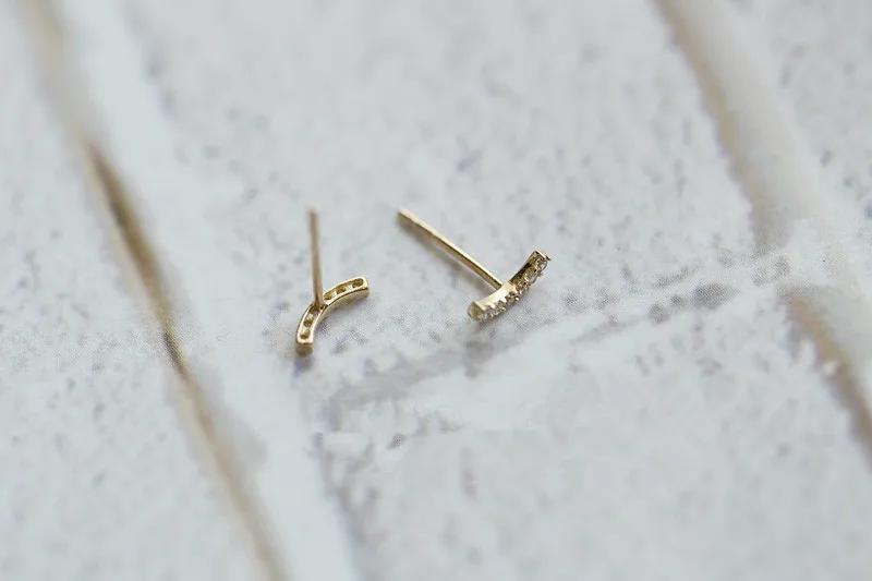 9K твердые золотые серьги гвоздики с кристаллами шипами ювелирные изделия