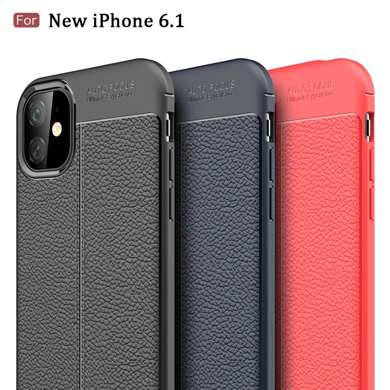 Для iPhone 11 чехол Оригинальная мягкая силиконовая личи шаблон полный защитный TPU