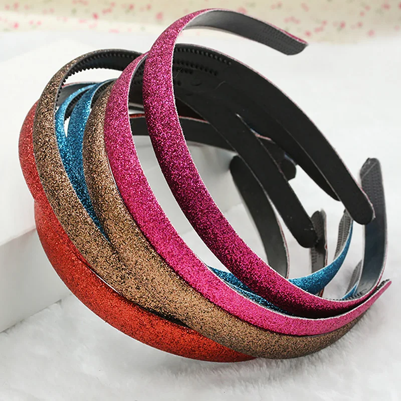 

1pc Plastic Headbands Sequin Hairband Colored Kids Covered Hair Accessories Women Glitter Shiny Frosted Candy Color Hair Hoop