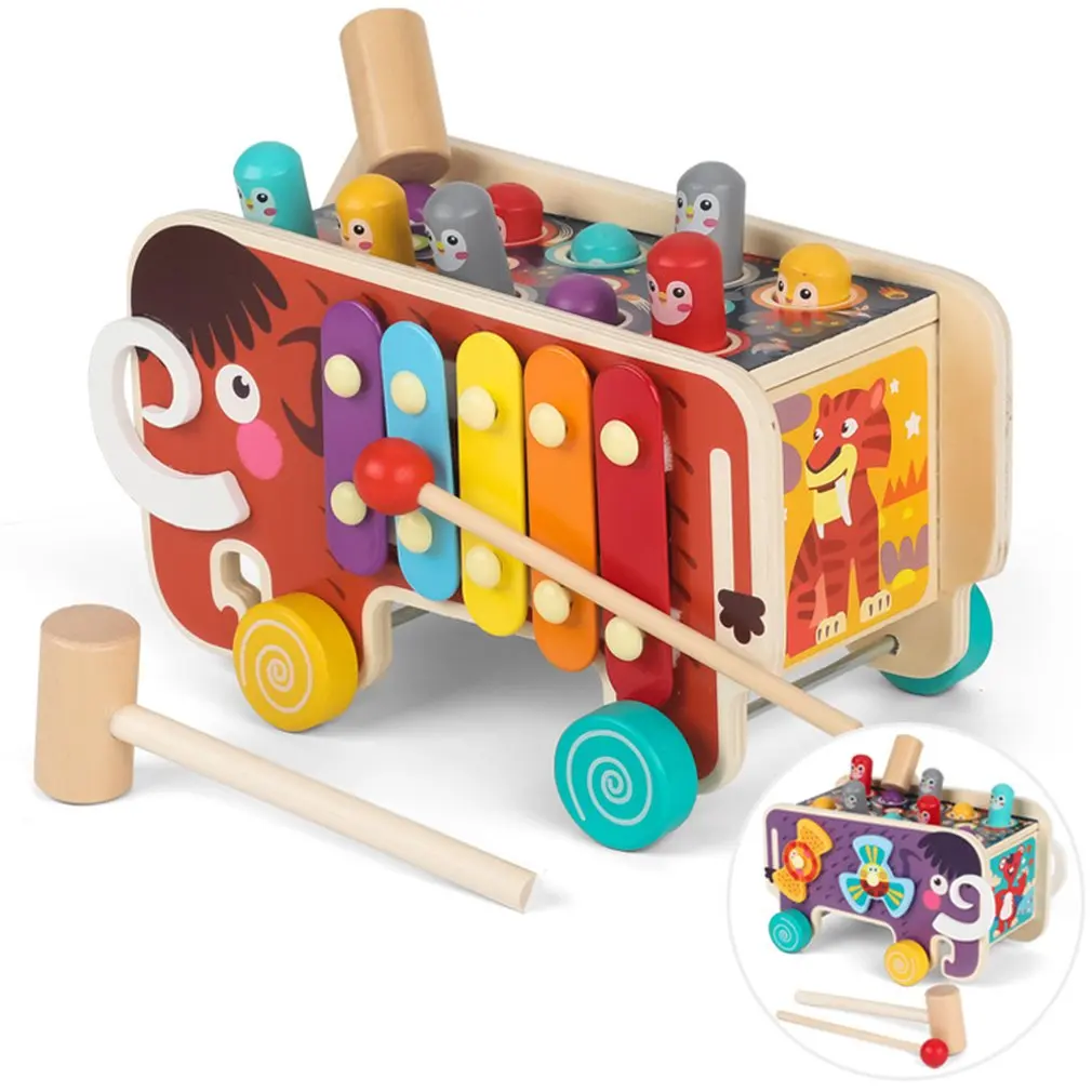 

Mammoth Defeats Gophers Hand-eye Coordination Wooden Mammoth Hitting Hamster Multifunctional Puzzle Knocking Piano Toy