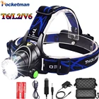 Налобный фонарь Pocketman V6L2T6, светодиодный, водонепроницаемый, с зумом